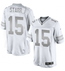 Men's Nike Green Bay Packers #15 Bart Starr Limited White Platinum NFL Jersey