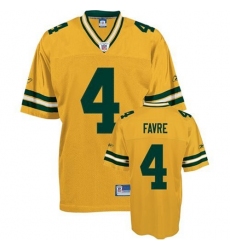 Reebok Green Bay Packers #4 Brett Favre Yellow Premier EQT Throwback NFL Jersey