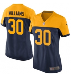 Women's Nike Green Bay Packers #30 Jamaal Williams Elite Navy Blue Alternate NFL Jersey