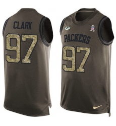 Men's Nike Green Bay Packers #97 Kenny Clark Limited Green Salute to Service Tank Top NFL Jersey
