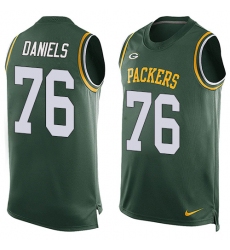 Men's Nike Green Bay Packers #76 Mike Daniels Limited Green Player Name & Number Tank Top NFL Jersey