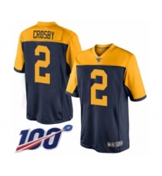 Men's Green Bay Packers #2 Mason Crosby Limited Navy Blue Alternate 100th Season Football Jersey