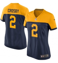 Women's Nike Green Bay Packers #2 Mason Crosby Elite Navy Blue Alternate NFL Jersey