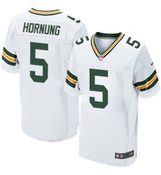 Men's Nike Green Bay Packers #5 Paul Hornung Elite White NFL Jersey