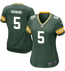 Women's Nike Green Bay Packers #5 Paul Hornung Game Green Team Color NFL Jersey