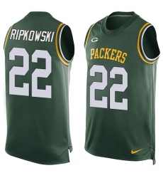 Men's Nike Green Bay Packers #22 Aaron Ripkowski Limited Green Player Name & Number Tank Top NFL Jersey