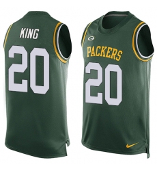 Men's Nike Green Bay Packers #20 Kevin King Limited Green Player Name & Number Tank Top NFL Jersey