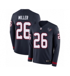 Men's Nike Houston Texans #26 Lamar Miller Limited Navy Blue Therma Long Sleeve NFL Jersey