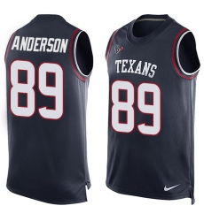 Men's Nike Houston Texans #89 Stephen Anderson Limited Navy Blue Player Name & Number Tank Top NFL Jersey