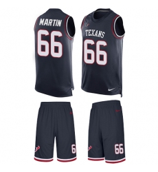 Men's Nike Houston Texans #66 Nick Martin Limited Navy Blue Tank Top Suit NFL Jersey