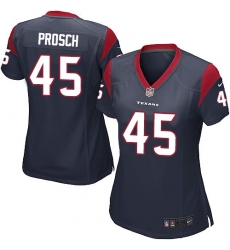 Women's Nike Houston Texans #45 Jay Prosch Game Navy Blue Team Color NFL Jersey