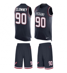 Men's Nike Houston Texans #90 Jadeveon Clowney Limited Navy Blue Tank Top Suit NFL Jersey