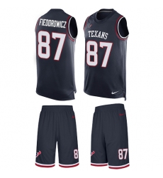 Men's Nike Houston Texans #87 C.J. Fiedorowicz Limited Navy Blue Tank Top Suit NFL Jersey