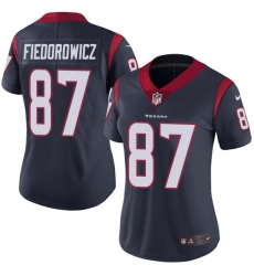 Women's Nike Houston Texans #87 C.J. Fiedorowicz Elite Navy Blue Team Color NFL Jersey