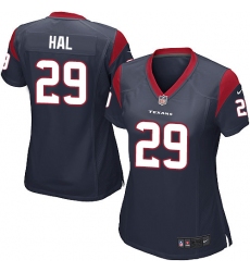 Women's Nike Houston Texans #29 Andre Hal Game Navy Blue Team Color NFL Jersey