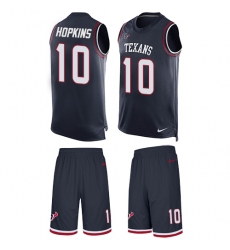 Men's Nike Houston Texans #10 DeAndre Hopkins Limited Navy Blue Tank Top Suit NFL Jersey