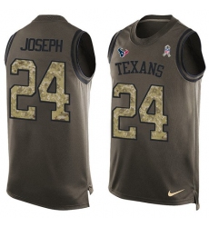 Men's Nike Houston Texans #24 Johnathan Joseph Limited Green Salute to Service Tank Top NFL Jersey