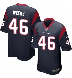 Men's Nike Houston Texans #46 Jon Weeks Game Navy Blue Team Color NFL Jersey