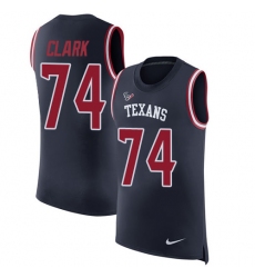 Men's Nike Houston Texans #74 Chris Clark Limited Navy Blue Rush Player Name & Number Tank Top NFL Jersey