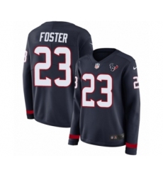 Women's Nike Houston Texans #23 Arian Foster Limited Navy Blue Therma Long Sleeve NFL Jersey