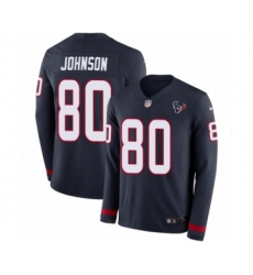 Youth Nike Houston Texans #80 Andre Johnson Limited Navy Blue Therma Long Sleeve NFL Jersey