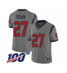 Youth Houston Texans #27 D'Onta Foreman Limited Gray Inverted Legend 100th Season Football Jersey