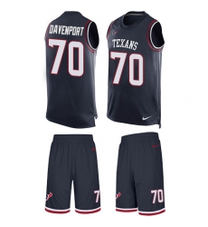 Men's Nike Houston Texans #70 Julien Davenport Limited Navy Blue Tank Top Suit NFL Jersey