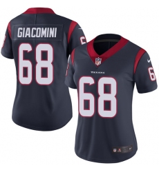 Women's Nike Houston Texans #68 Breno Giacomini Elite Navy Blue Team Color NFL Jersey