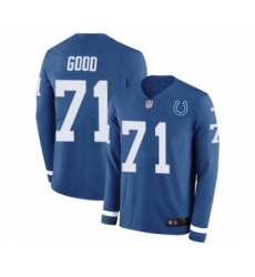 Youth Nike Indianapolis Colts #71 Denzelle Good Limited Blue Therma Long Sleeve NFL Jersey