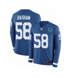 Youth Nike Indianapolis Colts #58 Tarell Basham Limited Blue Therma Long Sleeve NFL Jersey