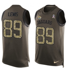 Men's Nike Jacksonville Jaguars #89 Marcedes Lewis Limited Green Salute to Service Tank Top NFL Jersey