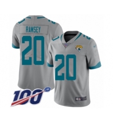 Youth Nike Jacksonville Jaguars #20 Jalen Ramsey Silver Inverted Legend Limited 100th Season NFL Jersey