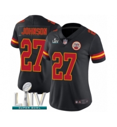 Women's Kansas City Chiefs #27 Larry Johnson Limited Black Rush Vapor Untouchable Super Bowl LIV Bound Football Jersey
