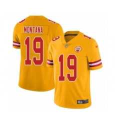 Women's Kansas City Chiefs #19 Joe Montana Limited Gold Inverted Legend Football Jersey