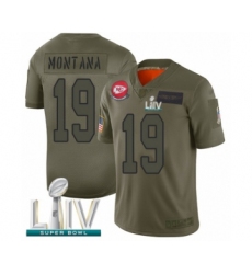 Youth Kansas City Chiefs #19 Joe Montana Limited Olive 2019 Salute to Service Super Bowl LIV Bound Football Jersey