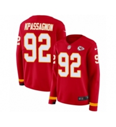 Women's Nike Kansas City Chiefs #92 Tanoh Kpassagnon Limited Red Therma Long Sleeve NFL Jersey