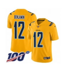 Men's Los Angeles Chargers #12 Travis Benjamin Limited Gold Inverted Legend 100th Season Football Jersey