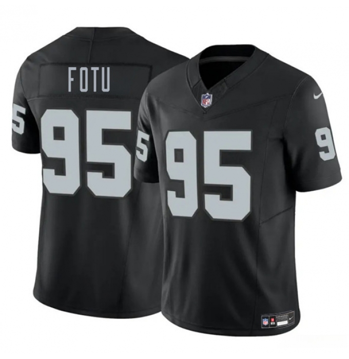 Men's Las Vegas Raiders #95 Leki Fotu Black 2025 F.U.S.E. Vapor Football Stitched Jersey