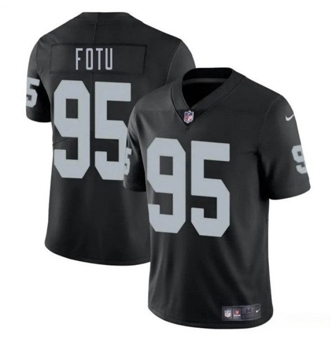 Men's Las Vegas Raiders #95 Leki Fotu Black 2025 Vapor Football Stitched Jersey