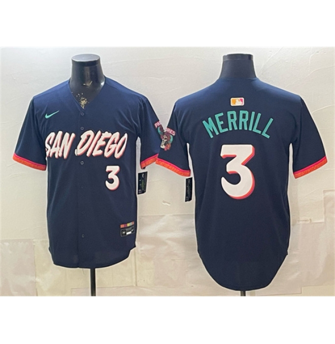 Men's San Diego Padres #3 Jackson Merrill Obsidian 2026 City Connect Limited Stitched Baseball Jersey