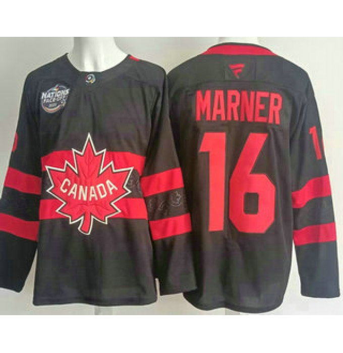 Men's Canada #16 Mitchell Marner Black 2025 4 Nations Face Off Authentic Jersey