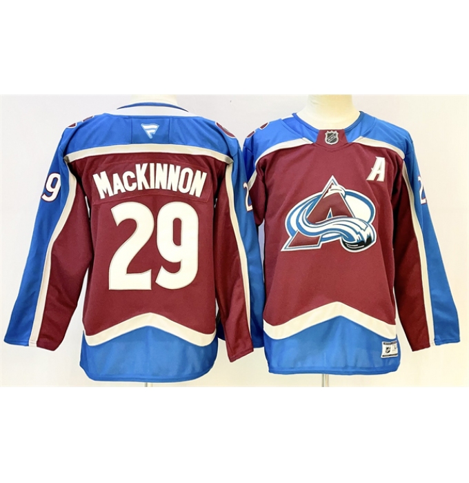 Men's Colorado Avalanche #29 Nathan MacKinnon Burgundy 2024-25 With A Stitched Jersey