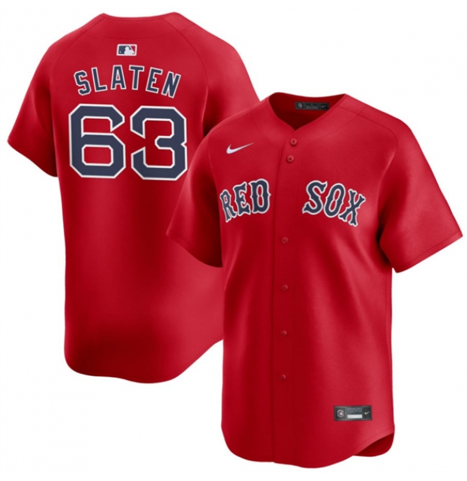 Men's Boston Red Sox #63 Justin Slaten Red 2025 Alternate Limited Stitched Baseball Jersey