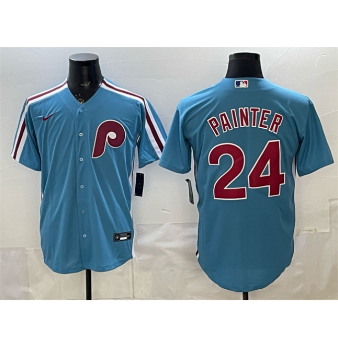 Men's Philadelphia Phillies #24 Andrew Painter Blue Cool Base Stitched Jersey