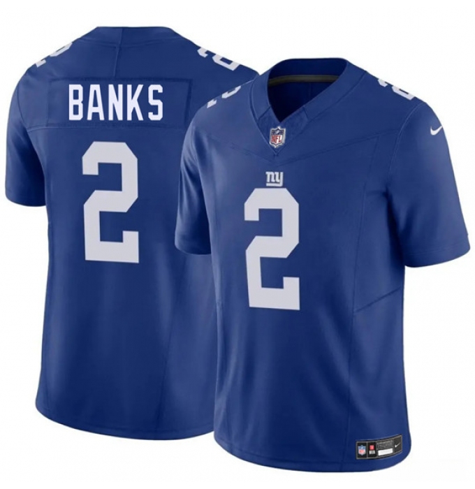 Men's New York Giants #2 Deonte Banks Blue 2025 F.U.S.E. Vapor Untouchable Limited Football Stitched Jersey