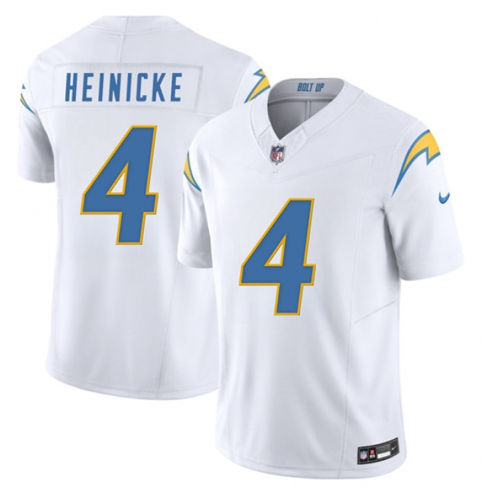 Men's Los Angeles Chargers #4 Taylor Heinicke White 2025 F.U.S.E. Vapor Limited Football Stitched Jersey