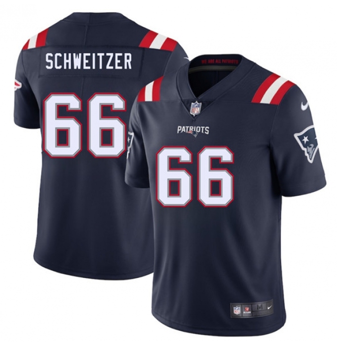 Men's New England Patriots #66 Wes Schweitzer Navy 2025 Vapor Limited Football Stitched Jersey