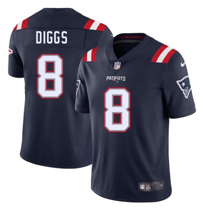 Men's New England Patriots #8 Stefon Diggs Navy 2025 Vapor Limited Football Stitched Jersey