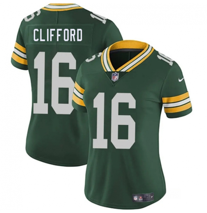 Women's Green Bay Packers #16 Sean Clifford Green 2025 Vapor Untouchable Limited Football Stitched Jersey(Run Small)