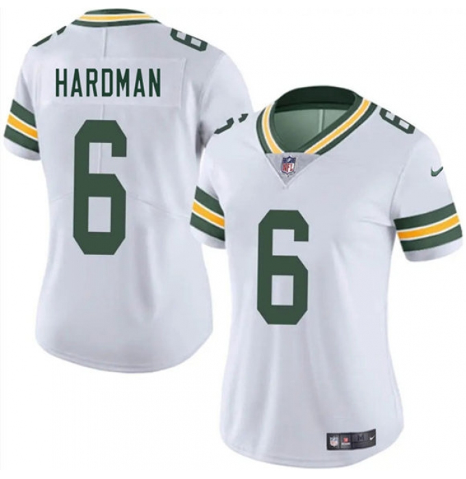 Women's Green Bay Packers #6 Mecole Hardman White 2025 Vapor Untouchable Limited Football Stitched Jersey(Run Small)